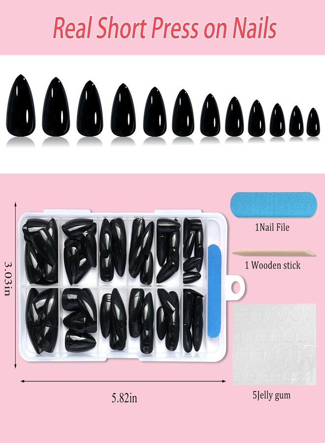 Lifextol 120pc Black Almond Press on Nails Short Fake Nails Press ons for Women Acrylic Nails Press on Nails&Glue Tabs, Short Black Press on Nails Almond False Nail Tip Stick on Artificial Fingernail - Image 5